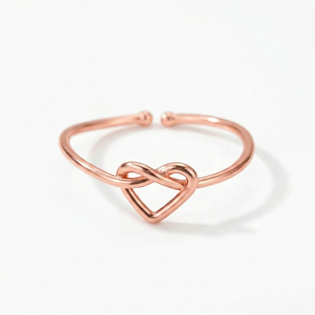 adjustable love knot ring in rose gold