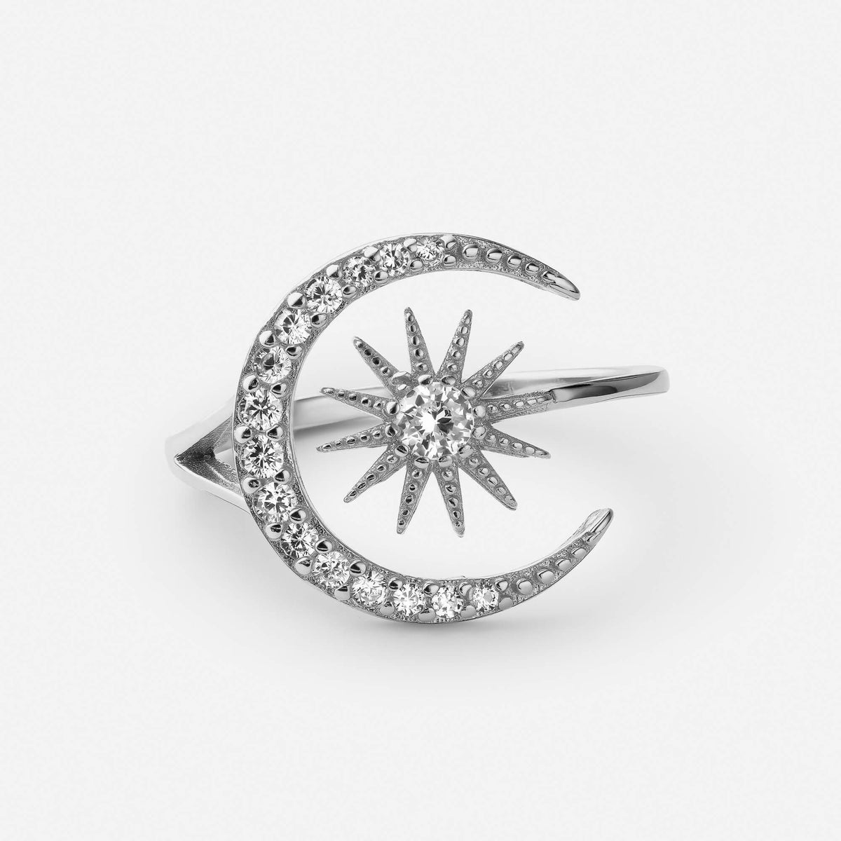 Sun moon ring on neutral background
