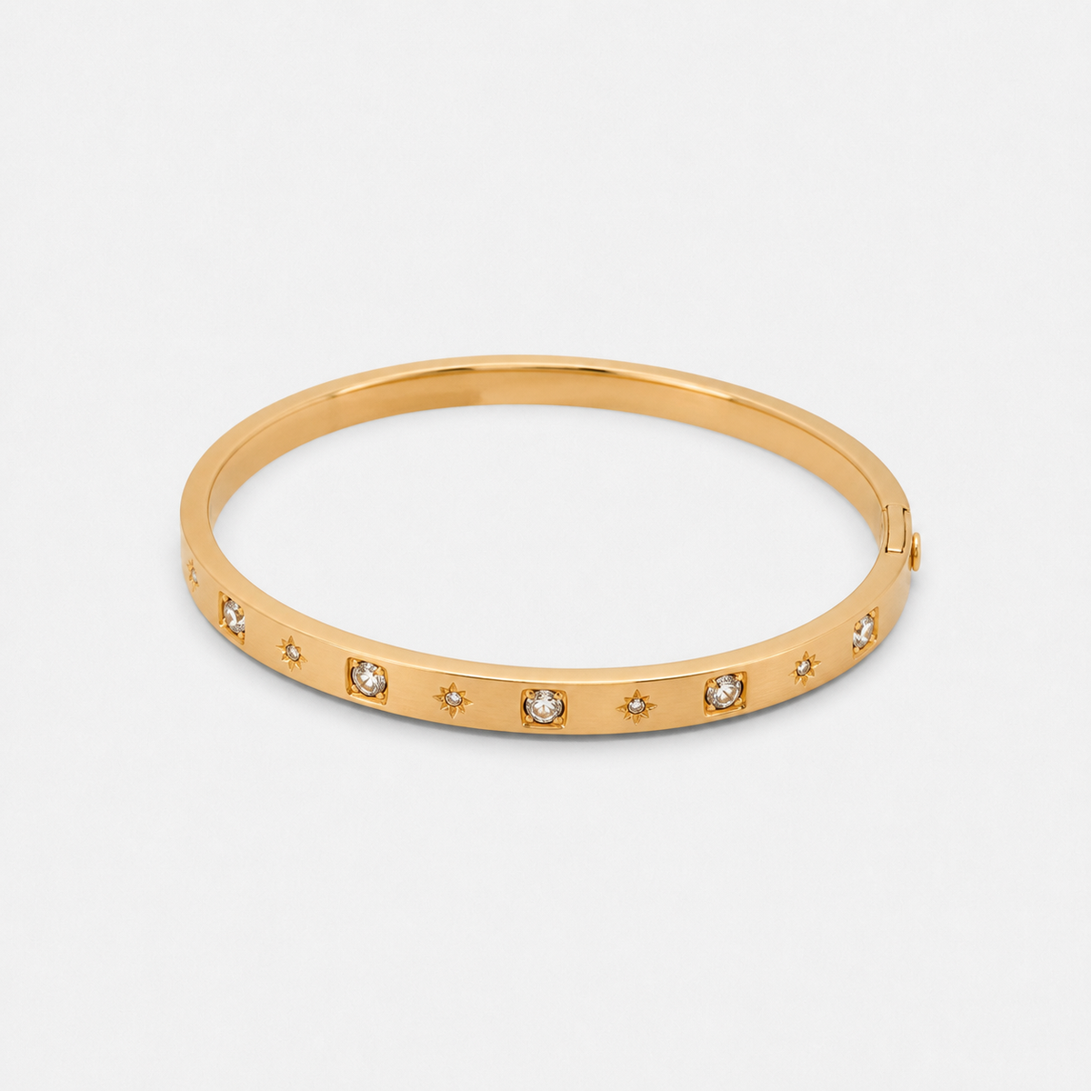 Estelle Star-Set Gold Bangle Bracelet - Gold