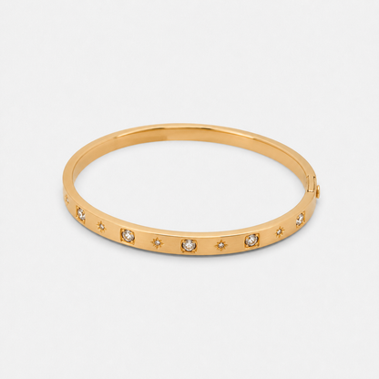 Estelle Star-Set Gold Bangle Bracelet - Gold