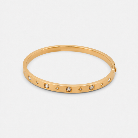 Estelle Star-Set Gold Bangle Bracelet - Gold