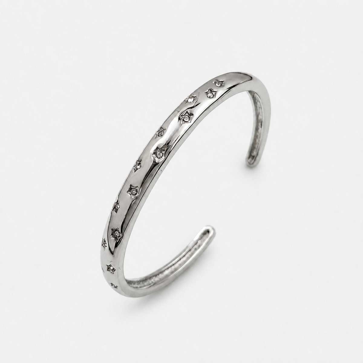 Sienna Star-Set Cuff Bracelet - Silver