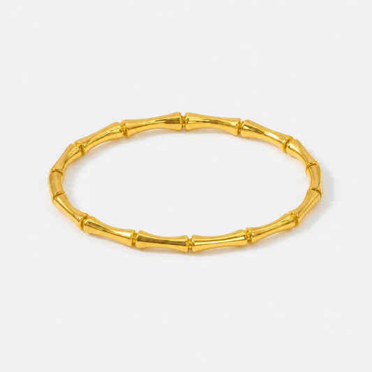 Bamboo Stackable Bangle Bracelet - Gold