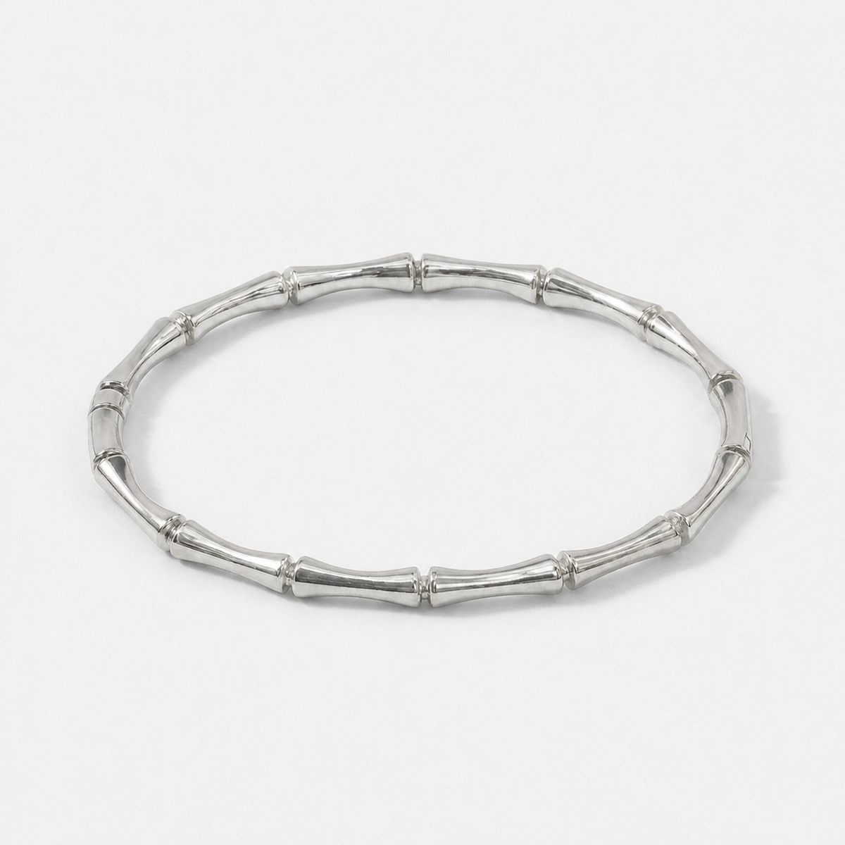 Bamboo Stackable Bangle Bracelet - Silver