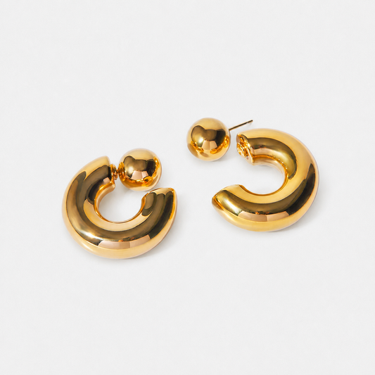 Chunky C-Shaped Hoop Earrings — 3-1cm / Gold — Vessaly