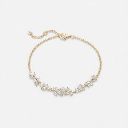 Wisteria Whisper Flower Bracelet - 17+1.5+1.5cm / Gold