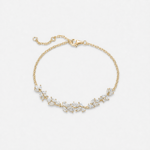 Wisteria Whisper Flower Bracelet - 17+1.5+1.5cm / Gold
