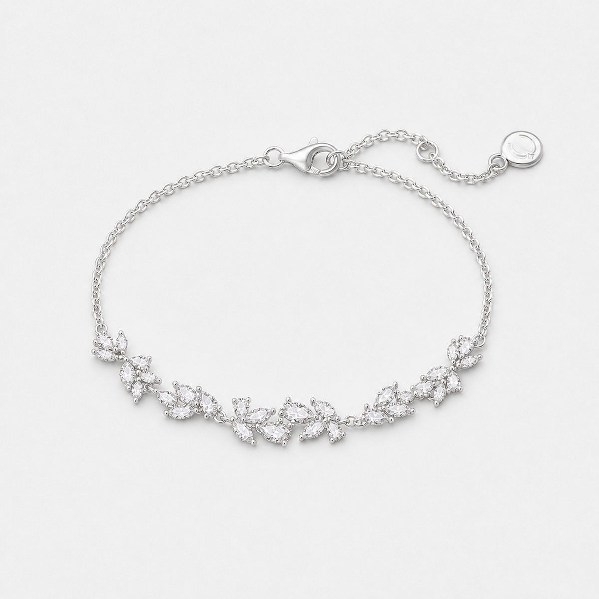 Wisteria Whisper Flower Bracelet - 17+1.5+1.5cm / Silver