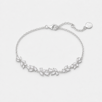 Wisteria Whisper Flower Bracelet - 17+1.5+1.5cm / Silver