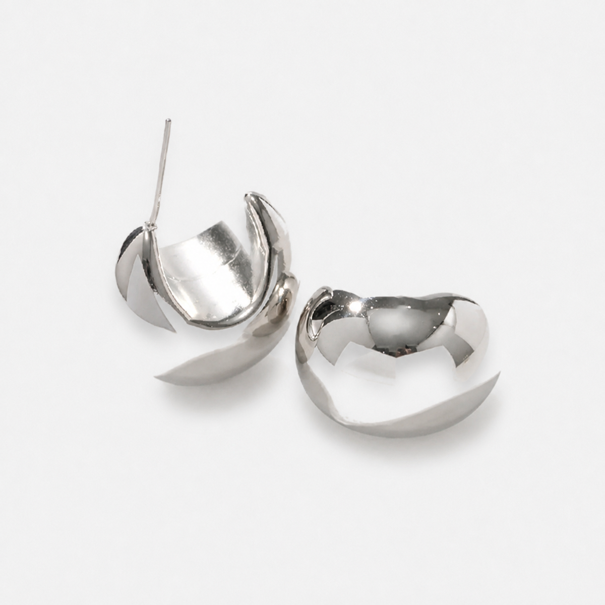 Crescent Dome Drop Earrings — Silver — Vessaly