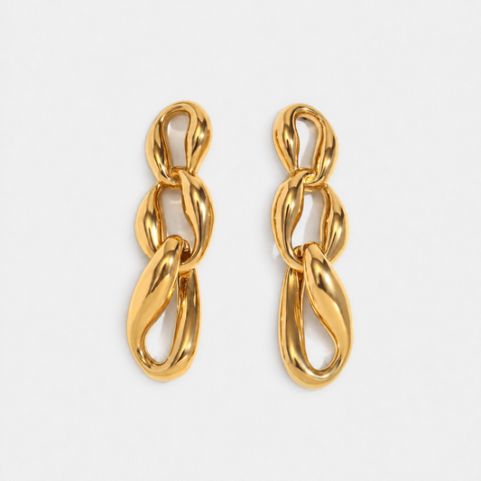 Fluidity Chain Drop Earrings — Gold — Vessaly