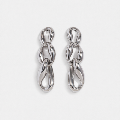 Fluidity Chain Drop Earrings — Silver — Vessaly