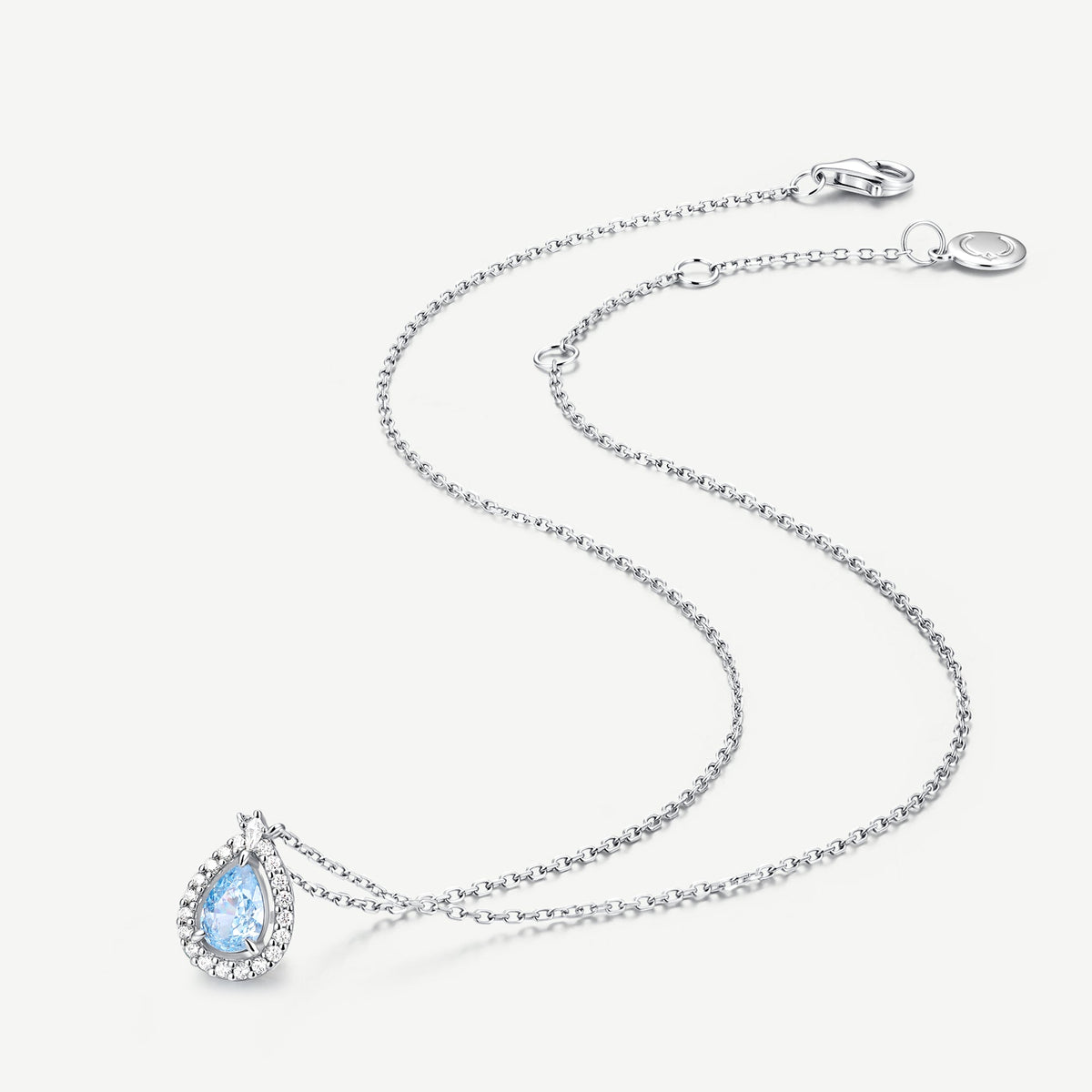 Aquamarine drop pendant necklace, symbol of calm – Vessaly