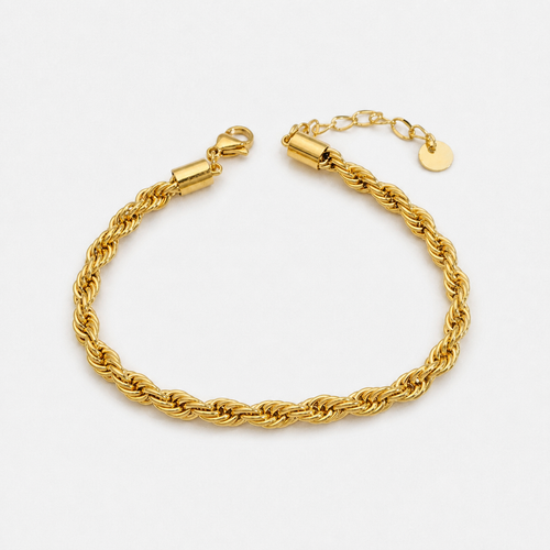 14K Gold-Plated Twisted Rope Chain Bracelet - Gold