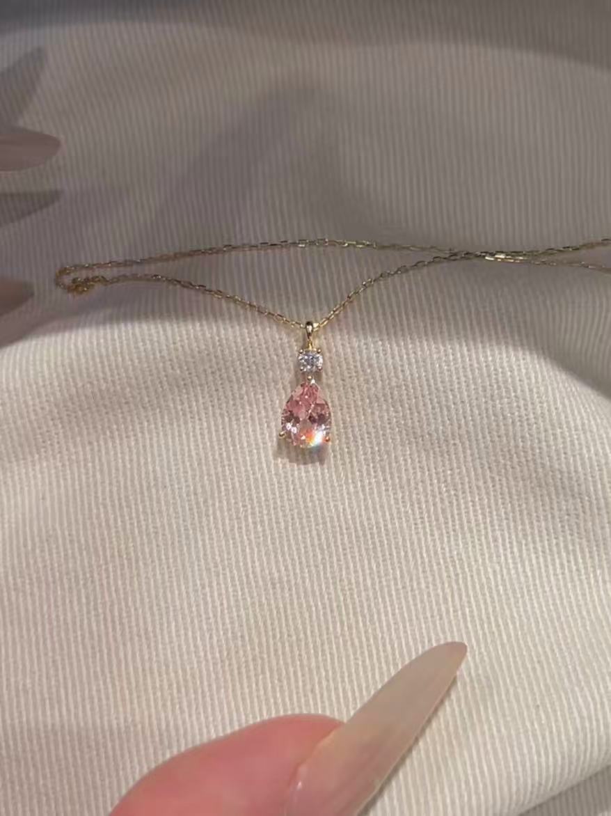 925 Sterling Silver Pink Heart Pendant Necklace