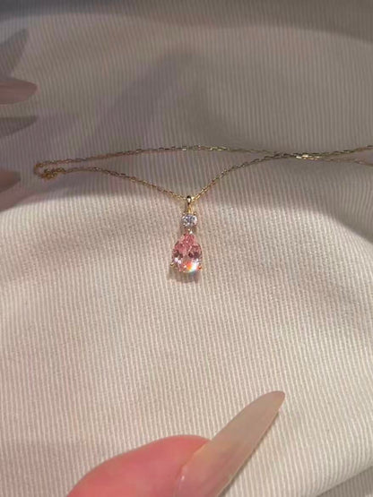 925 Sterling Silver Pink Heart Pendant Necklace