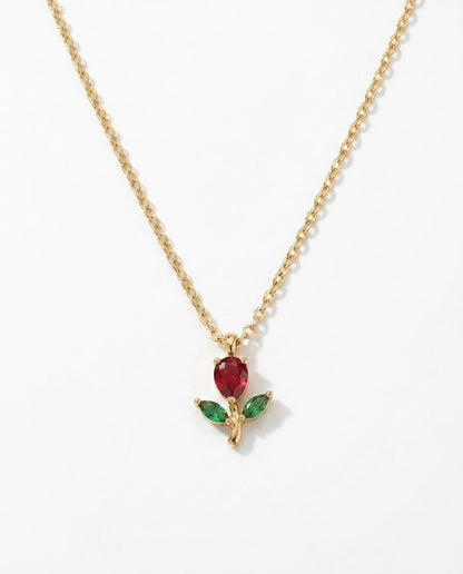 Gold tulip necklace — dainty waterproof flower pendant for women