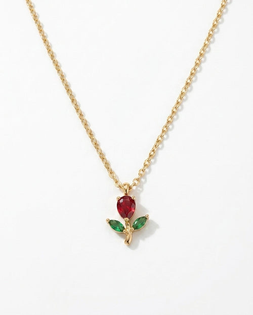 Gold tulip necklace — dainty waterproof flower pendant for women