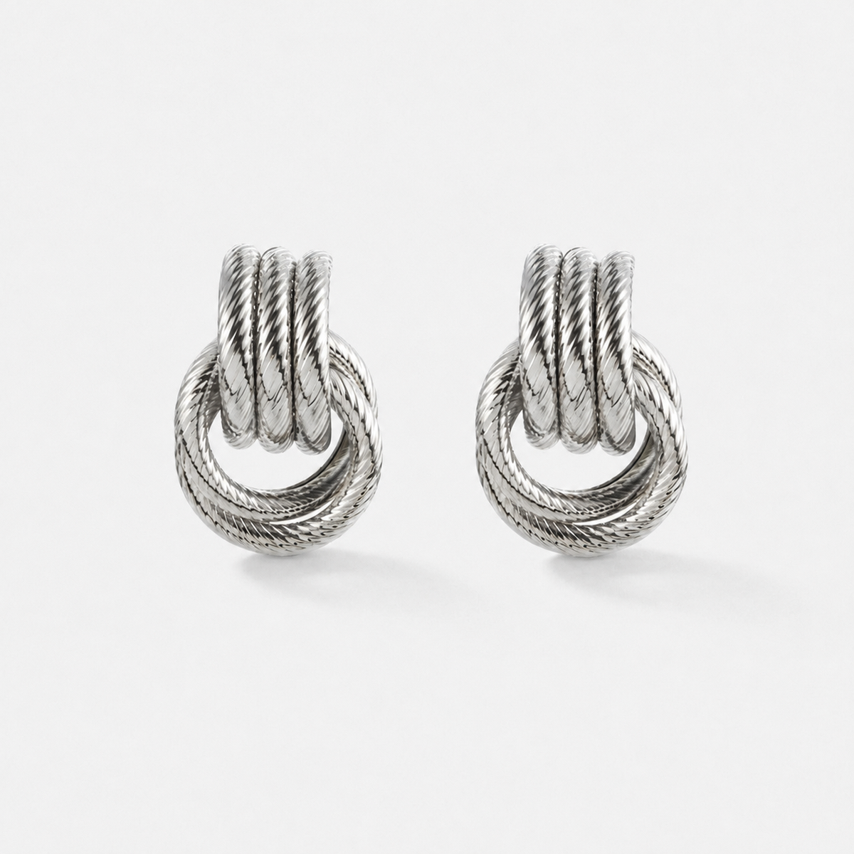 Giro Bella Knot Stud Earrings — Silver — Vessaly