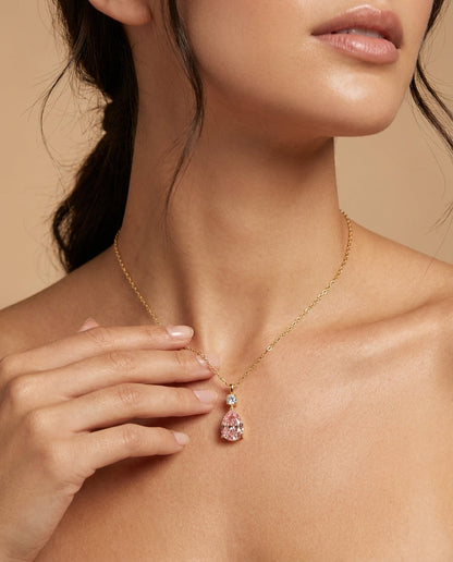 925 Sterling Silver Pink Heart Pendant Necklace