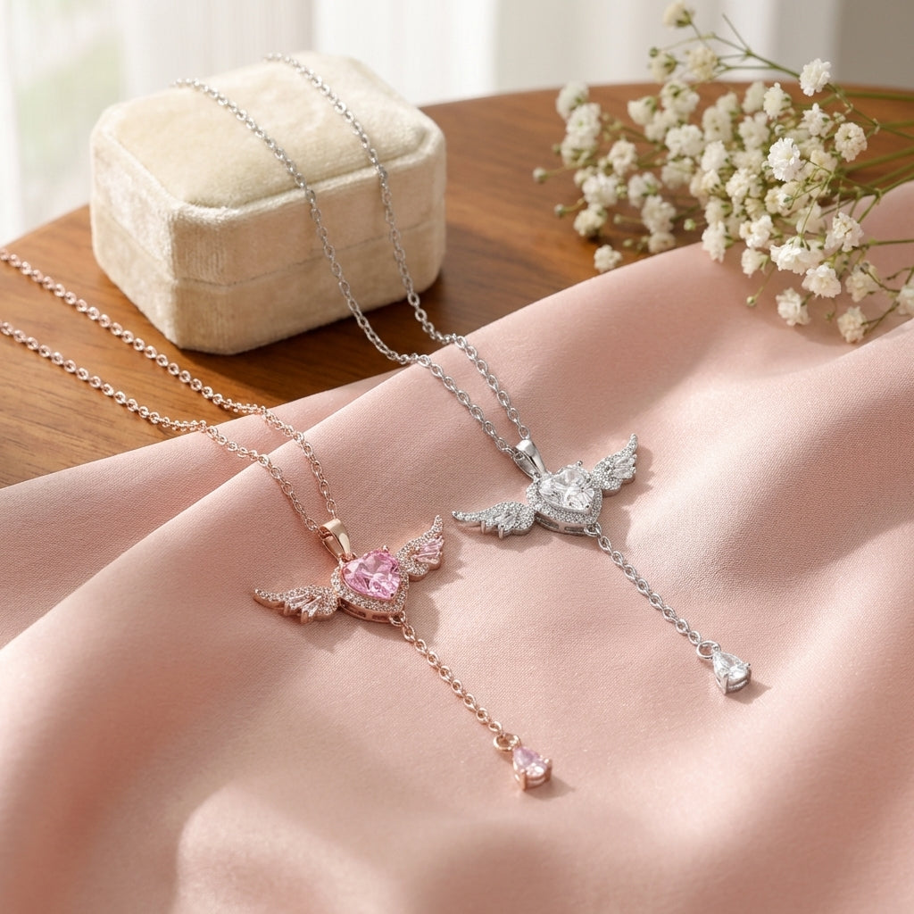 Sterling silver angel pendant, refined feminine design