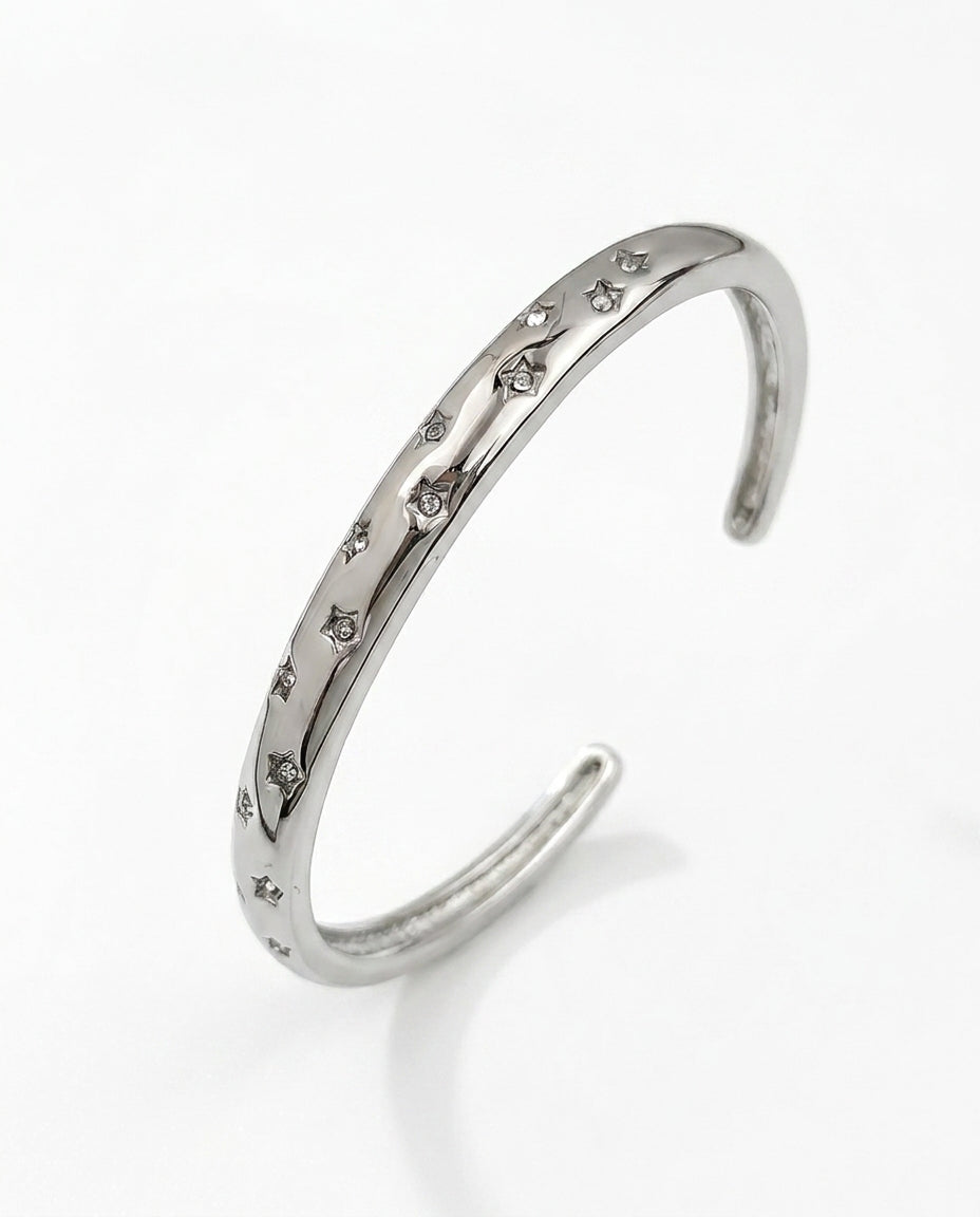 sienna star set cuff bracelet in silver