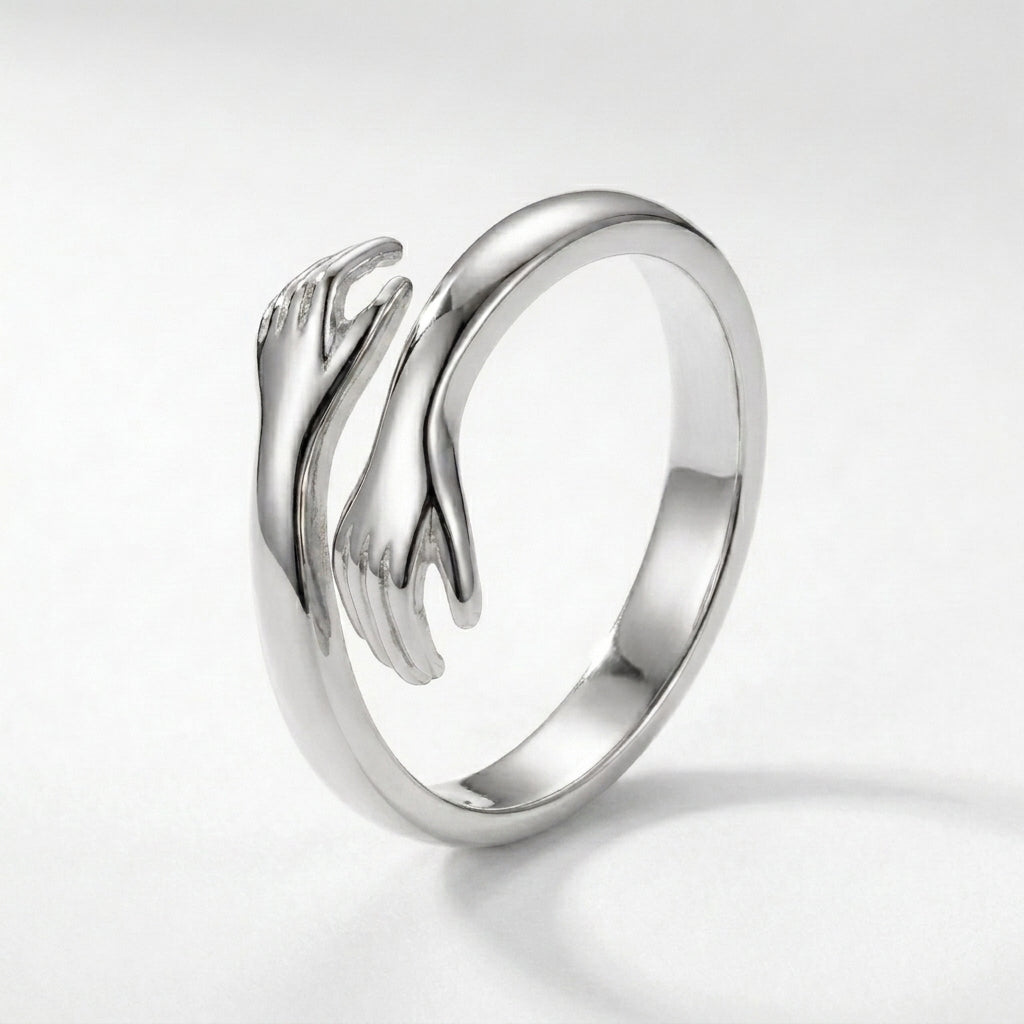 Eternal hug ring presented in gift packaging