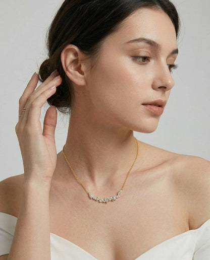 Wisteria Y necklace side angle – Vessaly
