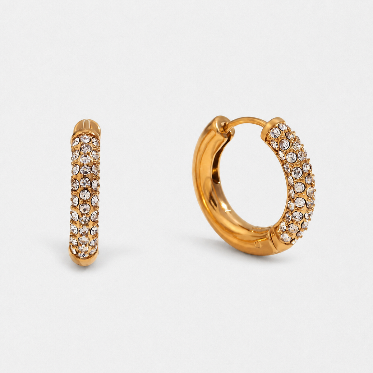Zirconia Halo Hoop Earrings — Gold — Vessaly