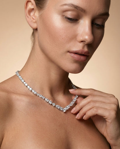 Mixed-Cut Crystal V Necklace