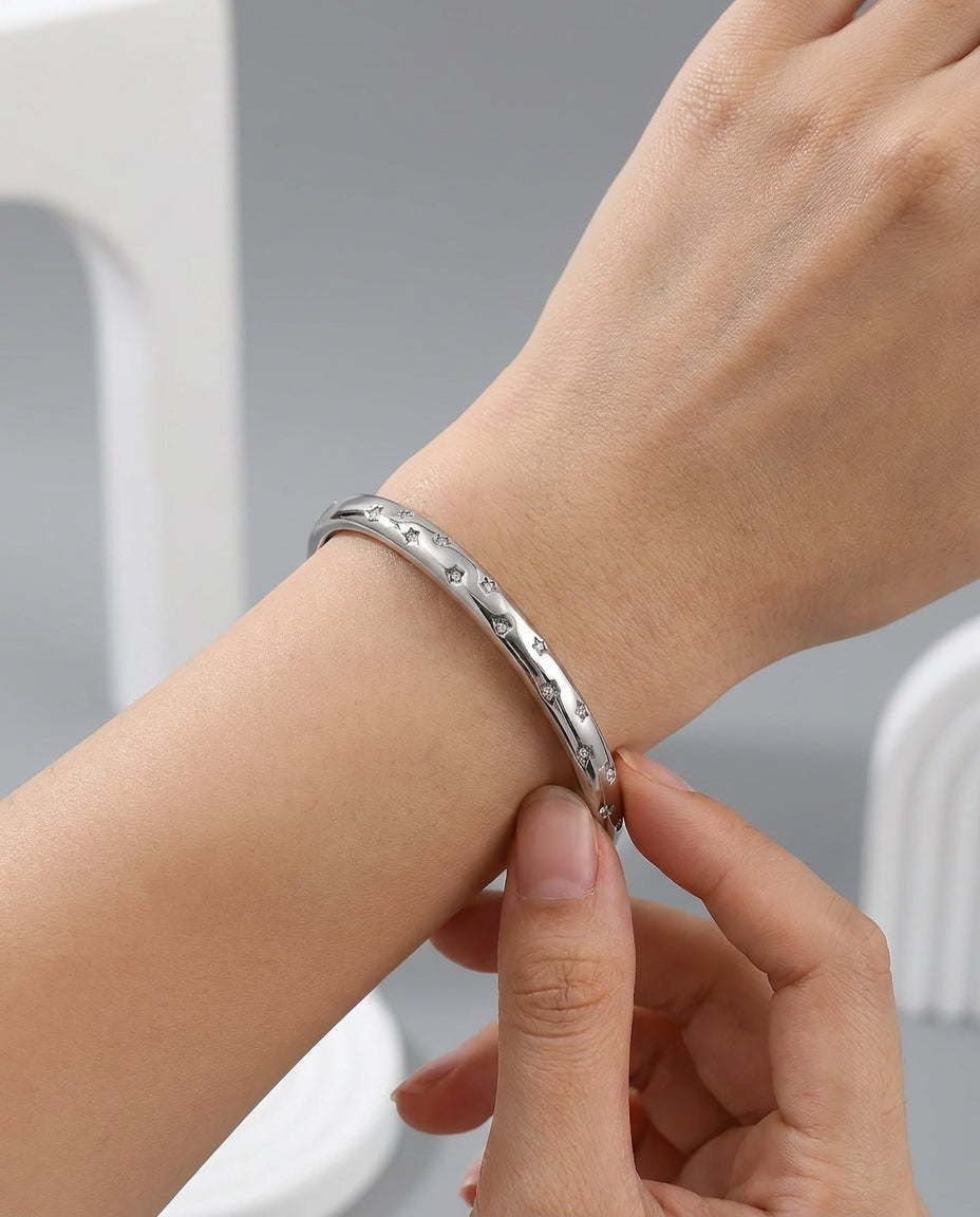 Sienna Star-Set Cuff Bracelet in Gold or Silver