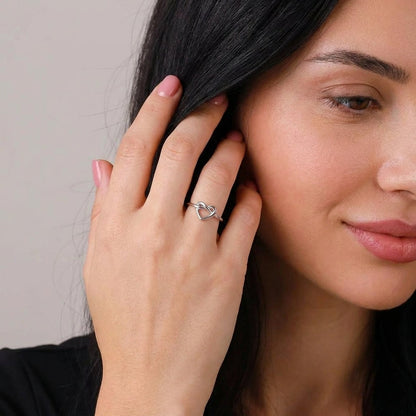 Love knot ring shown in alternative angle