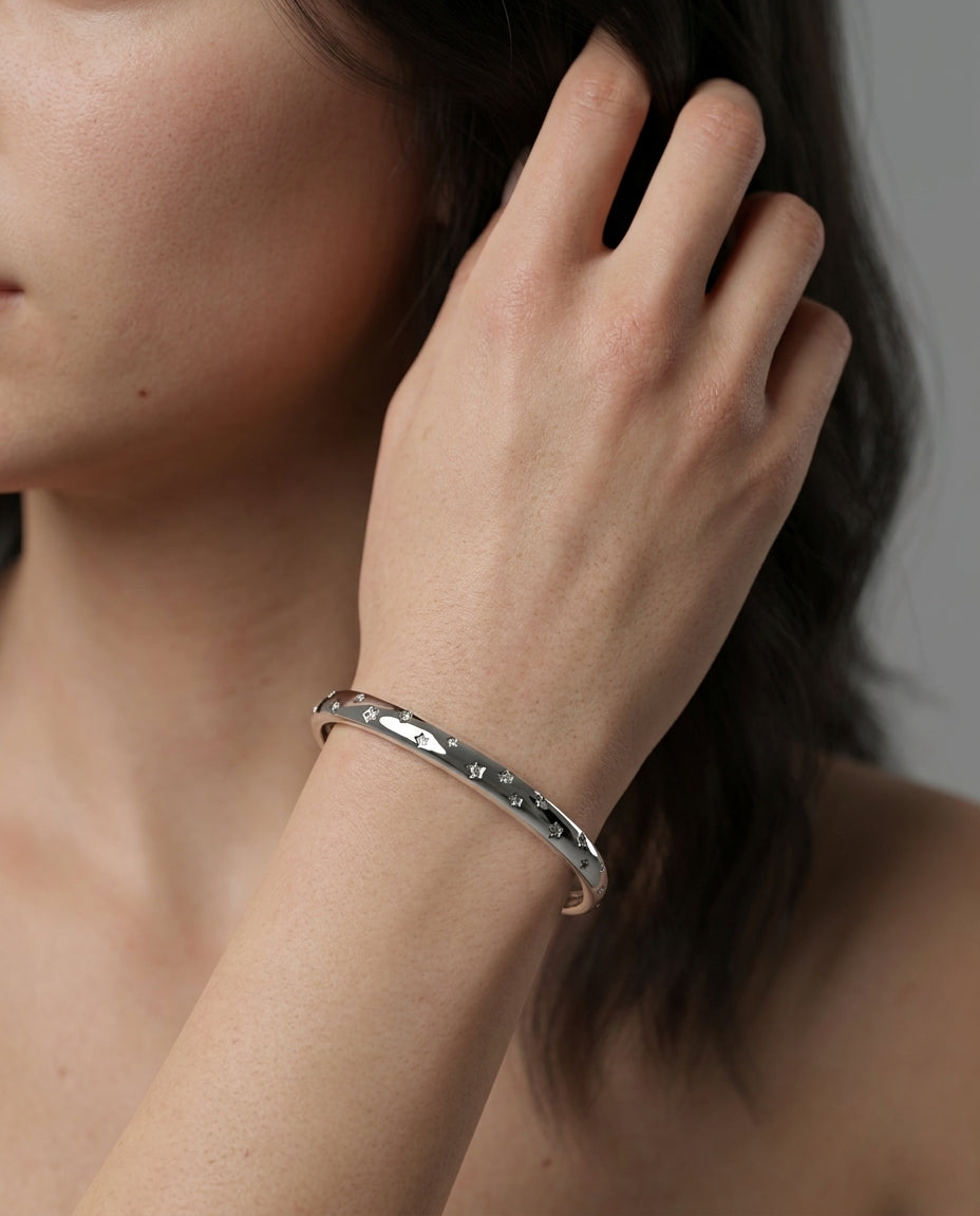 minimal cuff bracelet with subtle sparkle