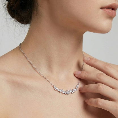 Wisteria necklace styled on neckline – Vessaly