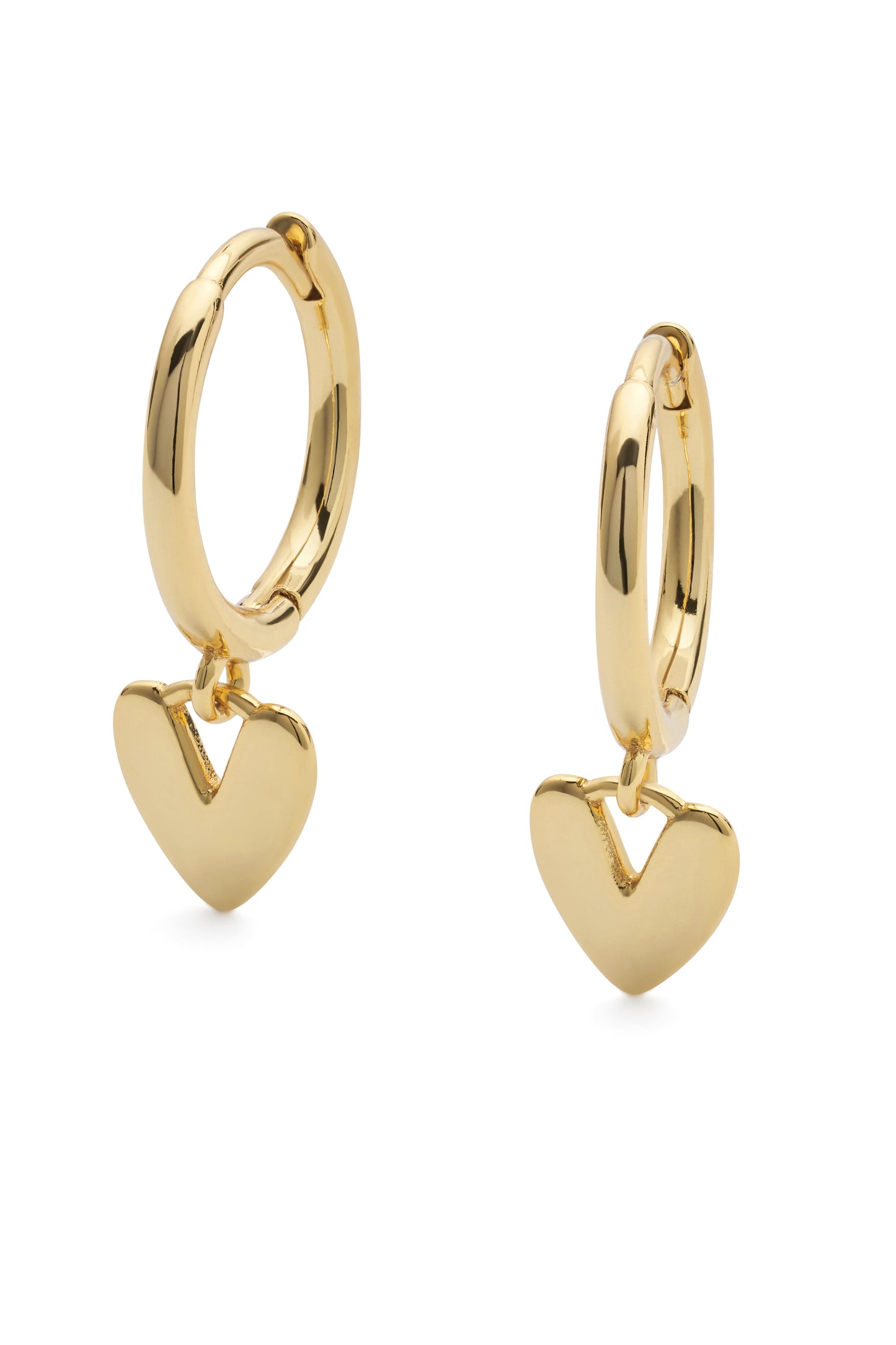 14K gold heart hoop earrings, dainty sterling silver design