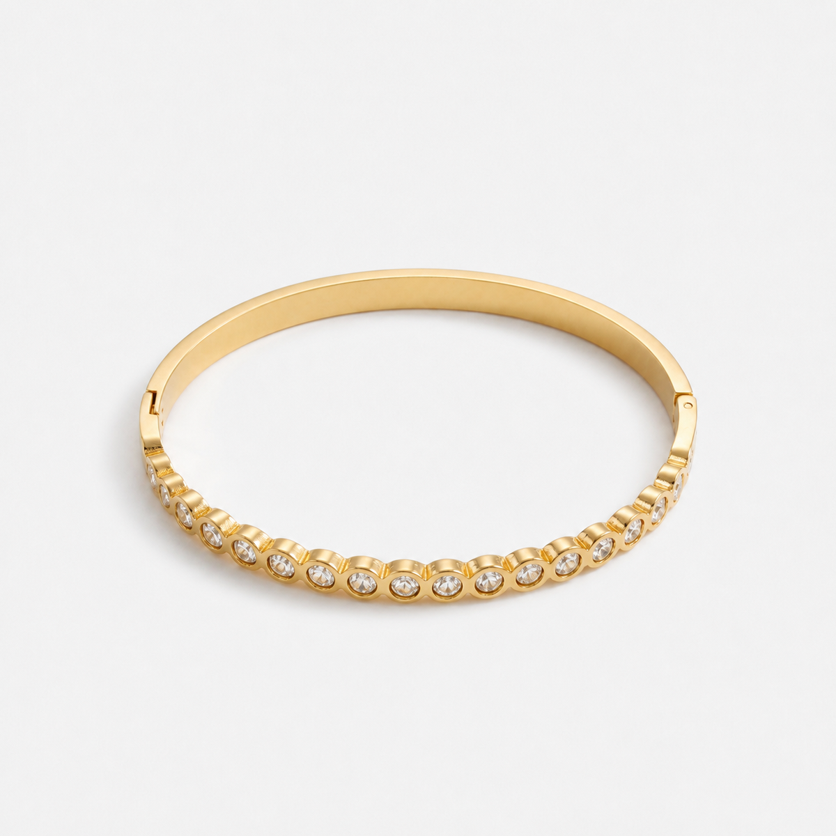 Chunky 14K Gold-Plated Solitaire Bangle Bracelet - Gold