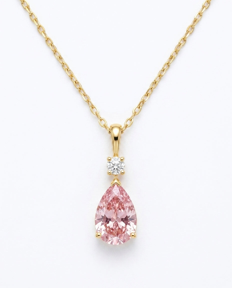 925 Sterling Silver Pink Heart Pendant Necklace