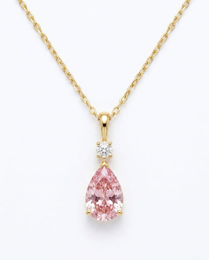 925 Sterling Silver Pink Heart Pendant Necklace