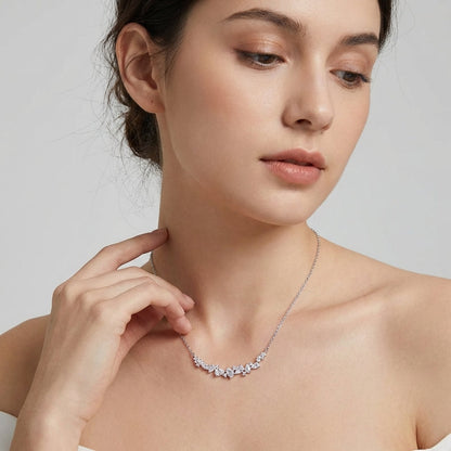Floral Y necklace with cubic zirconia – Vessaly
