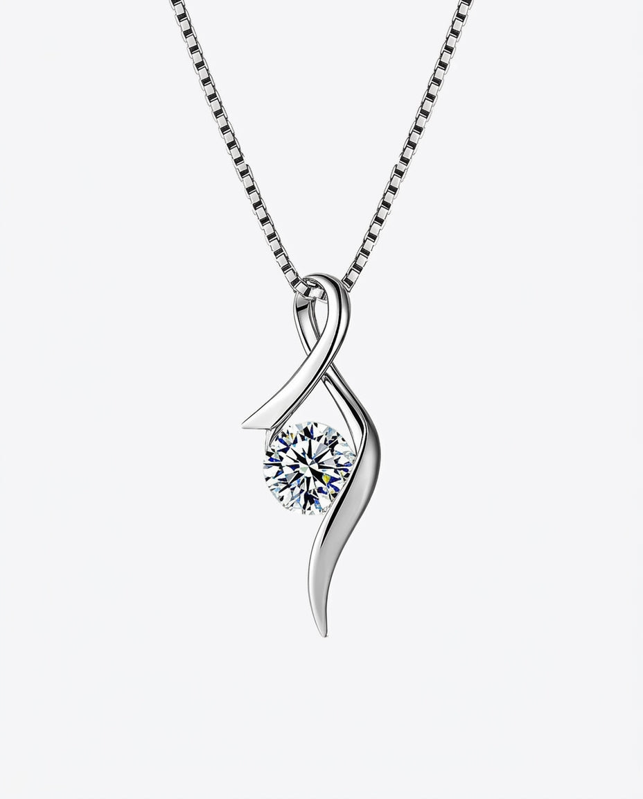 Sterling Silver Cubic Zirconia Solitaire Pendant Necklace