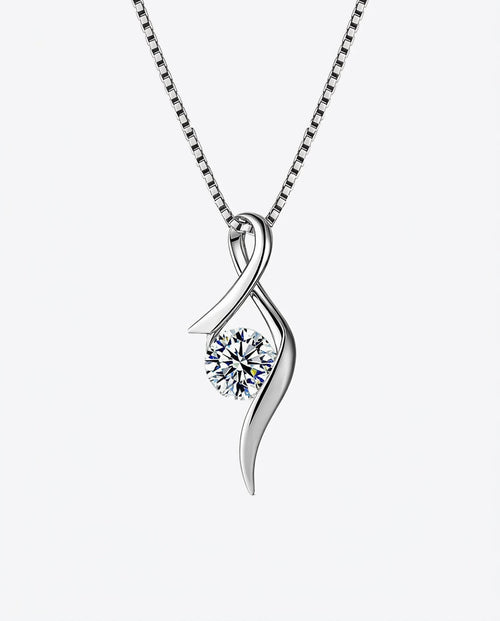 Sterling Silver Cubic Zirconia Solitaire Pendant Necklace