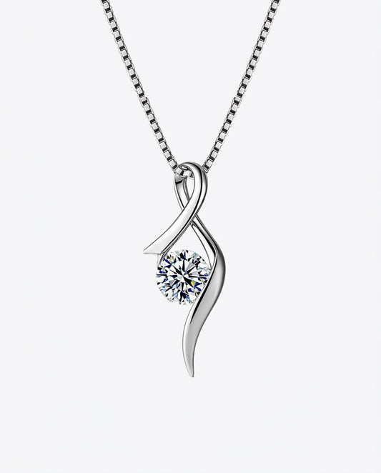 Sterling Silver Cubic Zirconia Solitaire Pendant Necklace