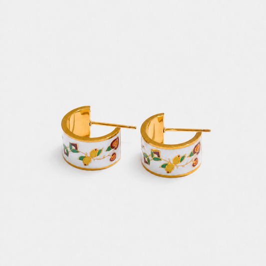 Mediterranean Botanical Hoop Earrings — Gold — Vessaly