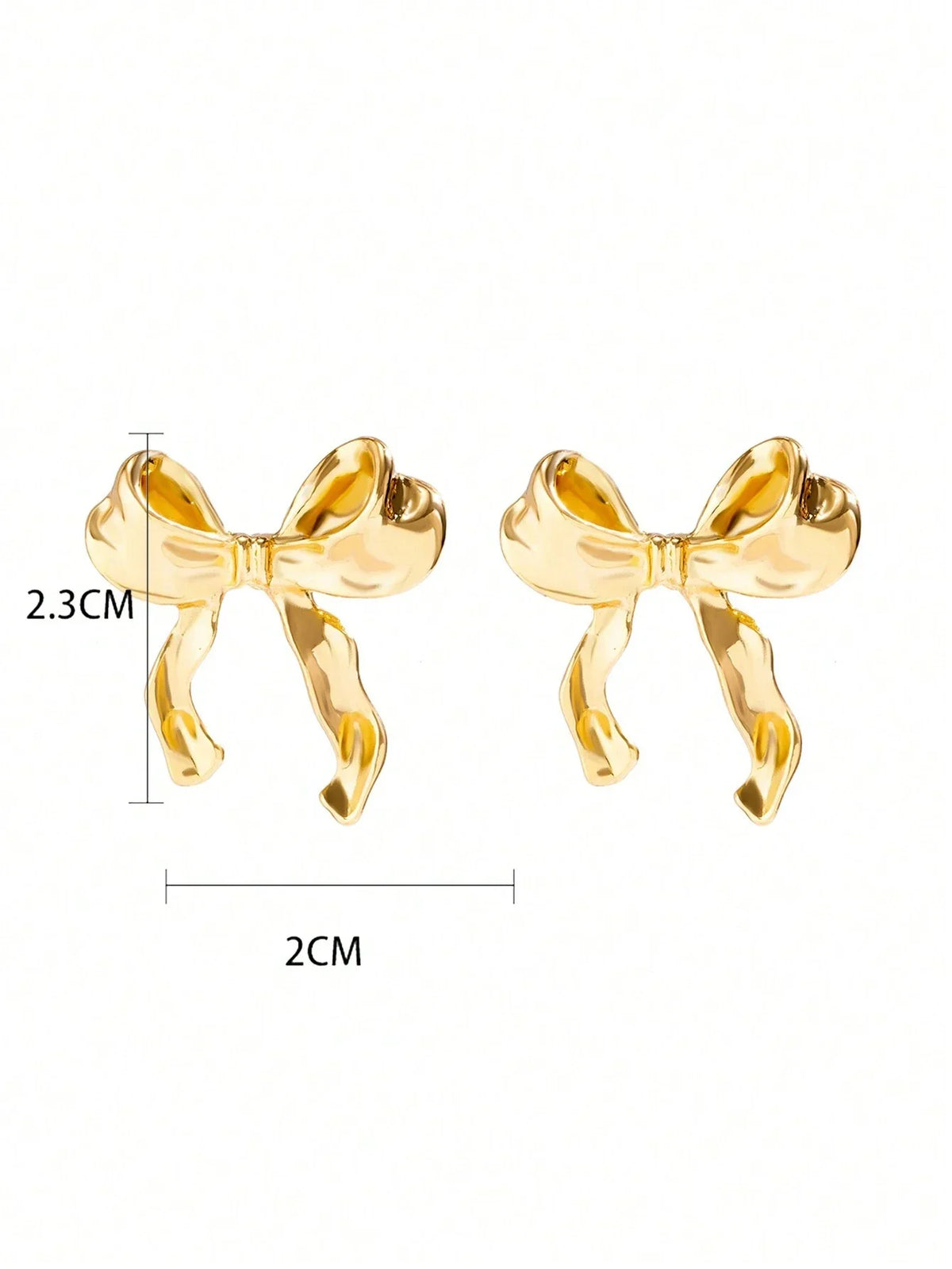 Gold bow earrings — playful and feminine, side angle