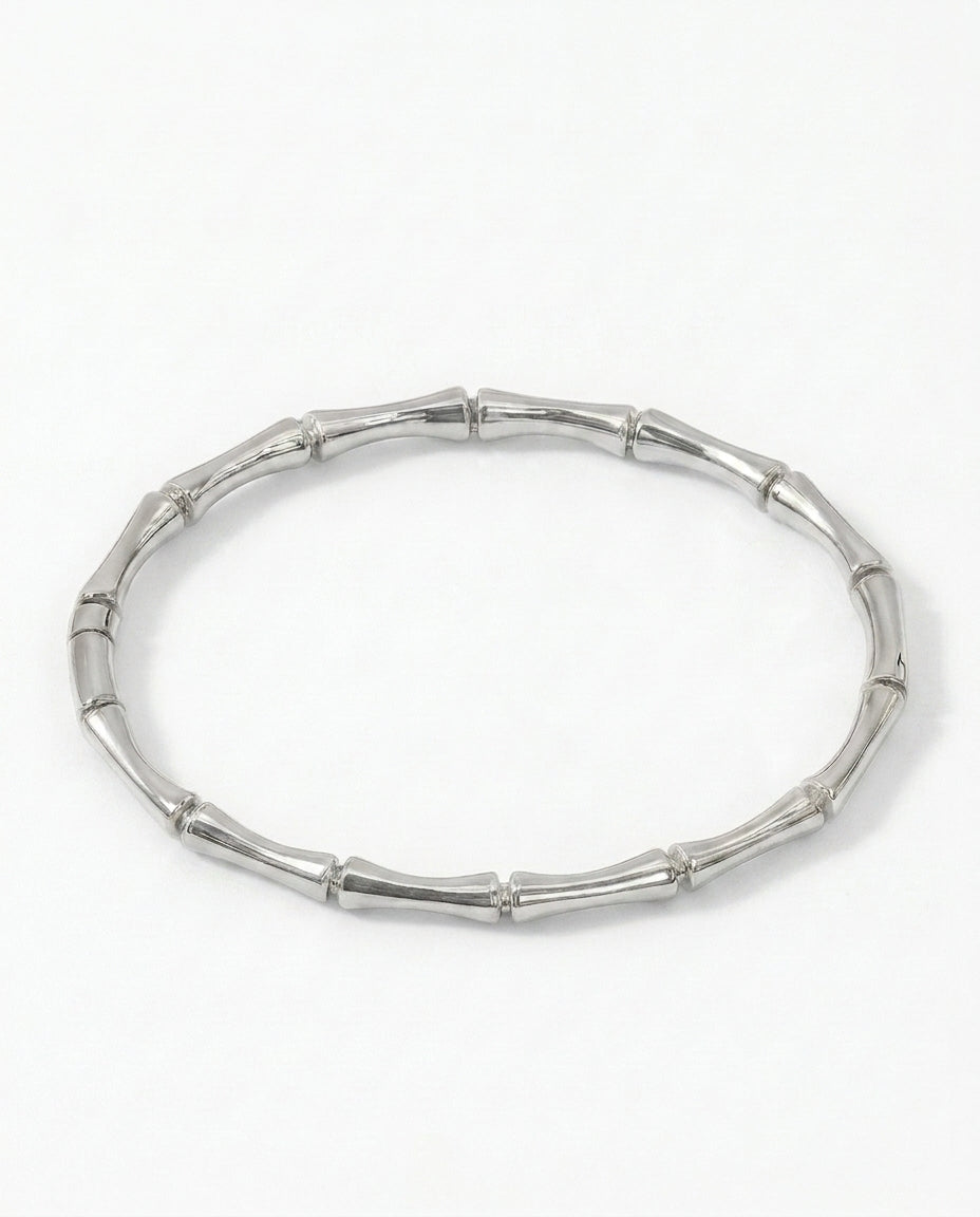 bamboo bangle bracelet in silver
