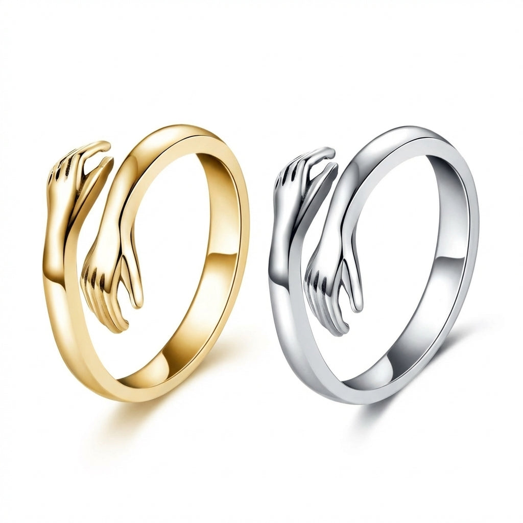 Sculptural eternal hug ring, alternative angle view