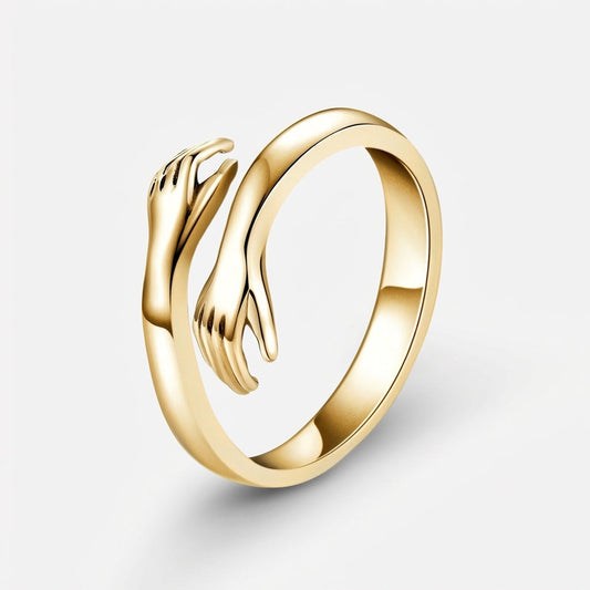 Eternal hug ring in polished gold finish