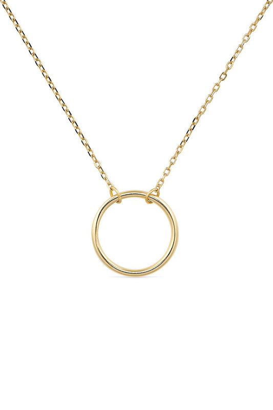 18K gold-plated circle pendant necklace, dainty design