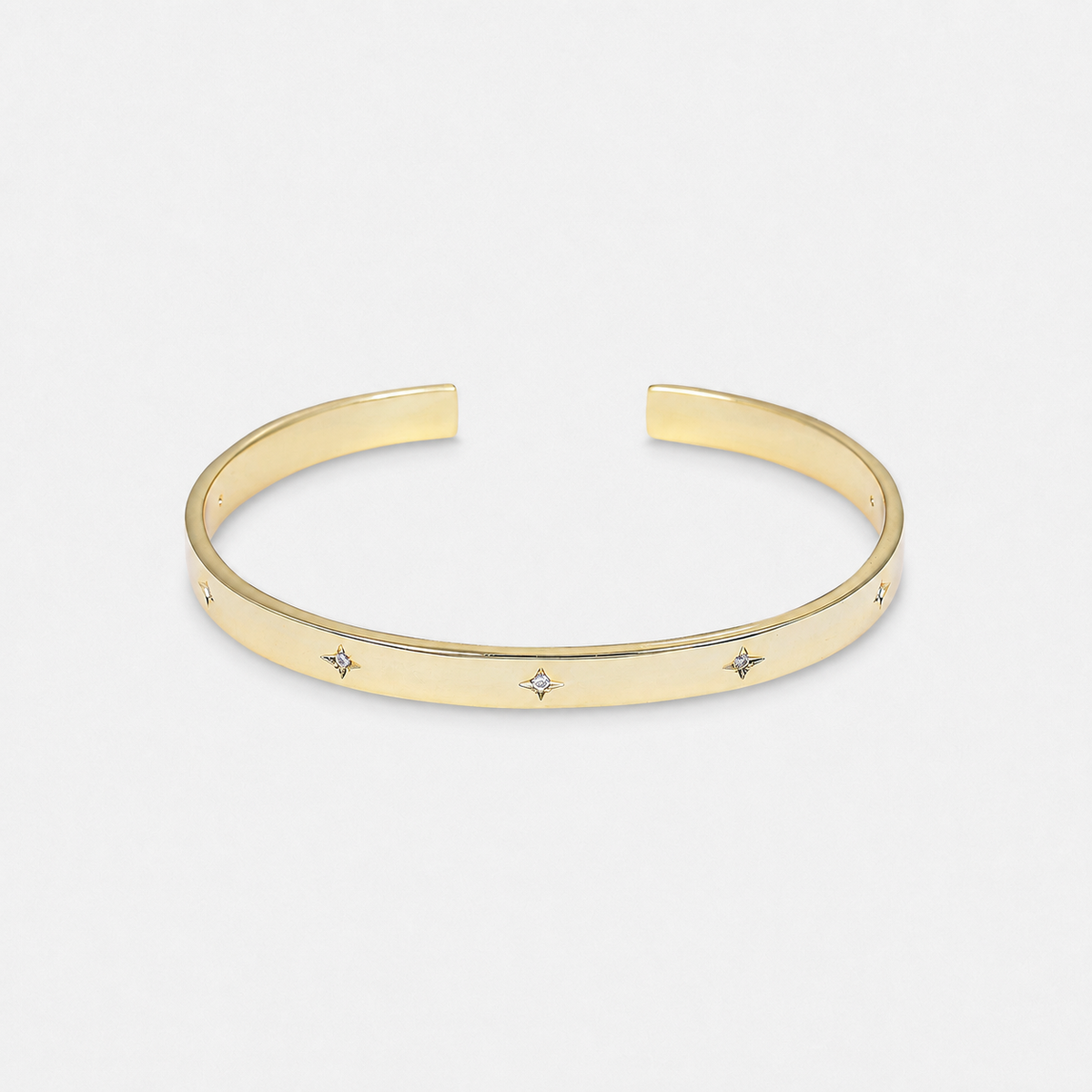 North Star Open Cuff Bangle Bracelet - Gold