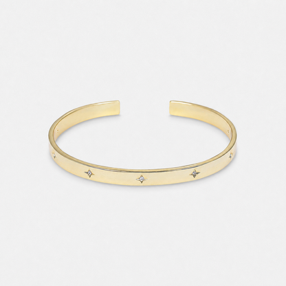 North Star Open Cuff Bangle Bracelet - Gold